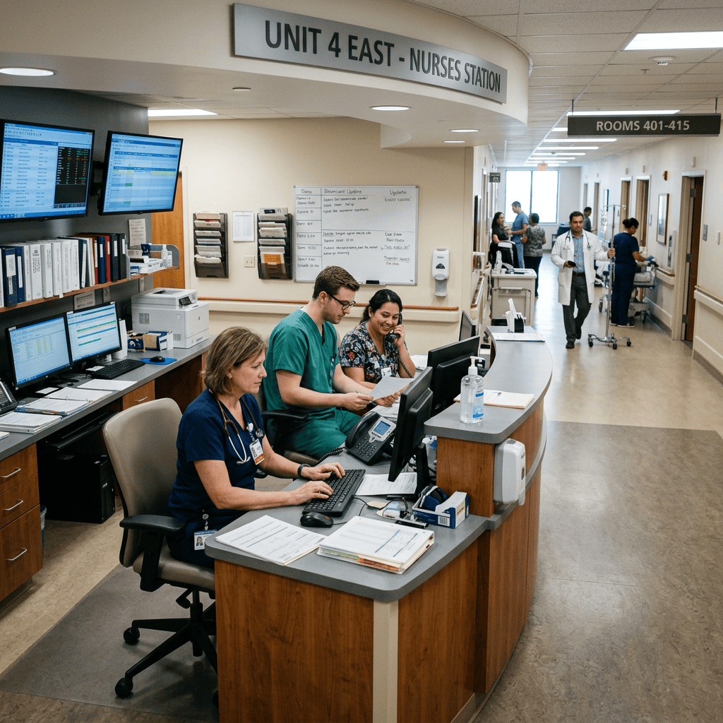 Hospital nurses station interior